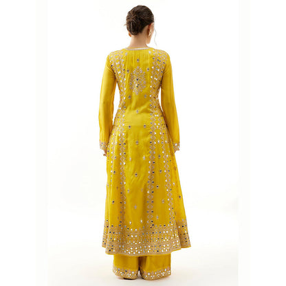 Gopi Vaid Yellow Amiha Anarkali with Palazzo and Dupatta