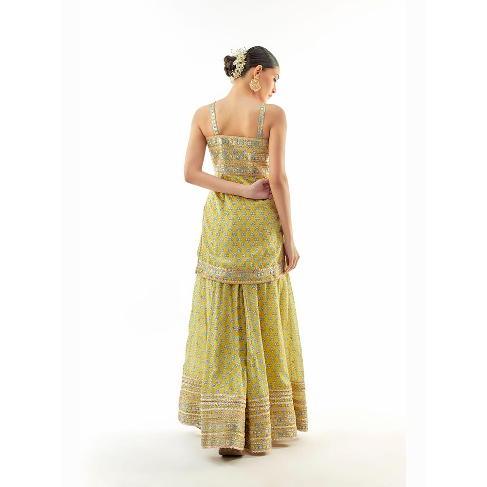 Gopi Vaid Yellow Nitya Strappy Kurta with Sharara and Dupatta