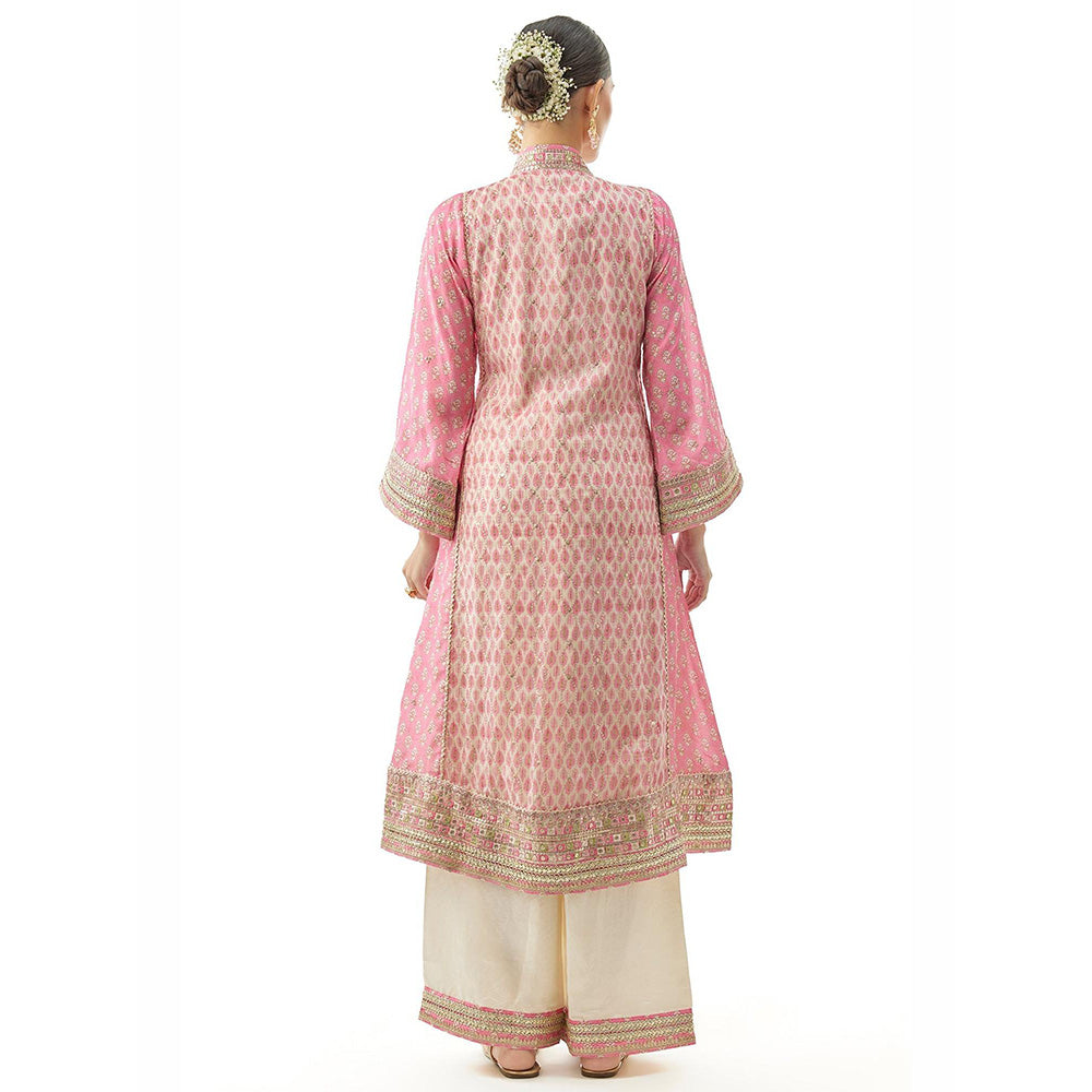 Gopi Vaid Pink Harshika Ag Kurta with Palazzo and Dupatta