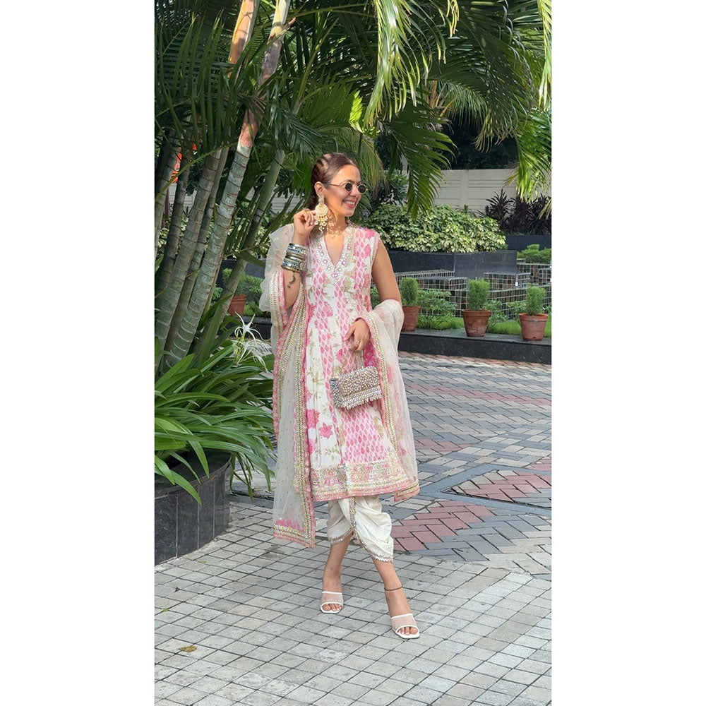 Gopi Vaid Ivory Sneha Advani In Smriti Ag Kurta with Dhoti and Dupatta