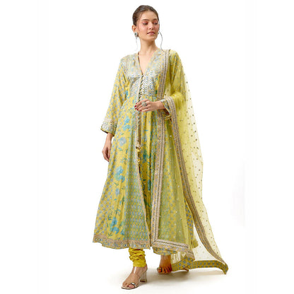 Gopi Vaid Yellow Reyna Ag Kurta with Churidar and Dupatta