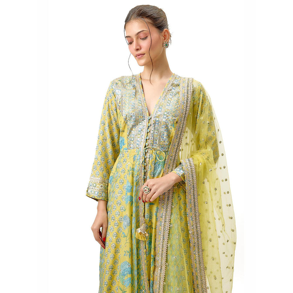 Gopi Vaid Yellow Reyna Ag Kurta with Churidar and Dupatta