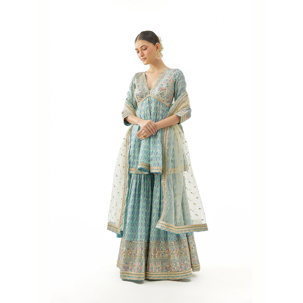 Gopi Vaid Tanvi Peplum Kurta with Sharar and Dupatta