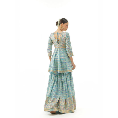 Gopi Vaid Tanvi Peplum Kurta with Sharar and Dupatta