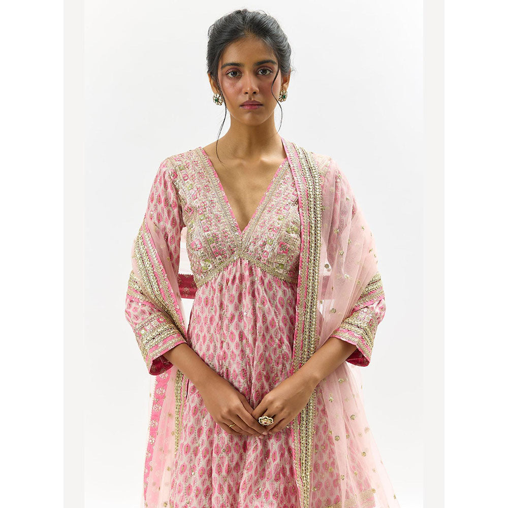 Gopi Vaid Pink Tanvi Peplum Kurta with Sharara and Dupatta
