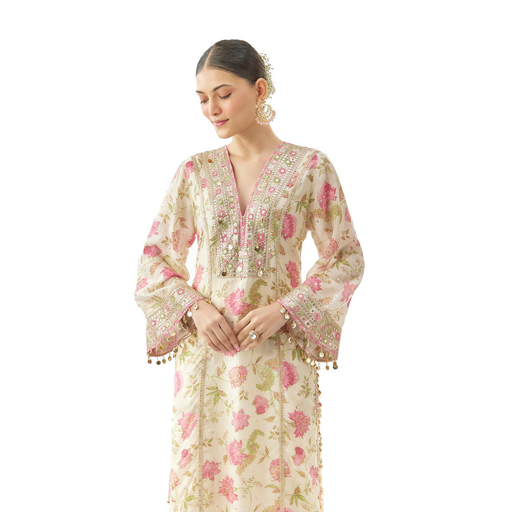 Gopi Vaid Ivory Kavya Tunic with Palazzo