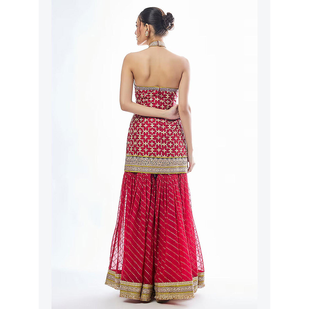Gopi Vaid Red Kainaat Kurta with Sharara and Dupatta