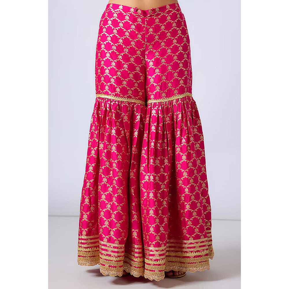 Gopi Vaid Pink Juhi Chawla In Marigold Brocade Short Kurta with Garara and Dupatta