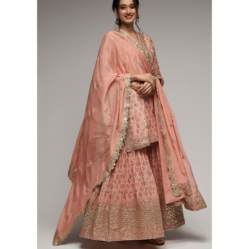 Gopi Vaid Pink Nusrat Kurta with Sharara and Dupatta