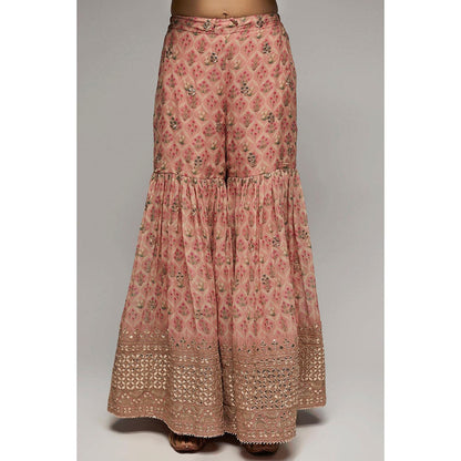 Gopi Vaid Pink Nusrat Kurta with Sharara and Dupatta