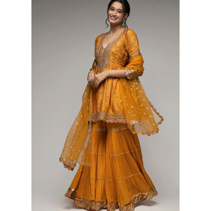 Gopi Vaid Mustard Pritika Kurta with Sharara and Dupatta