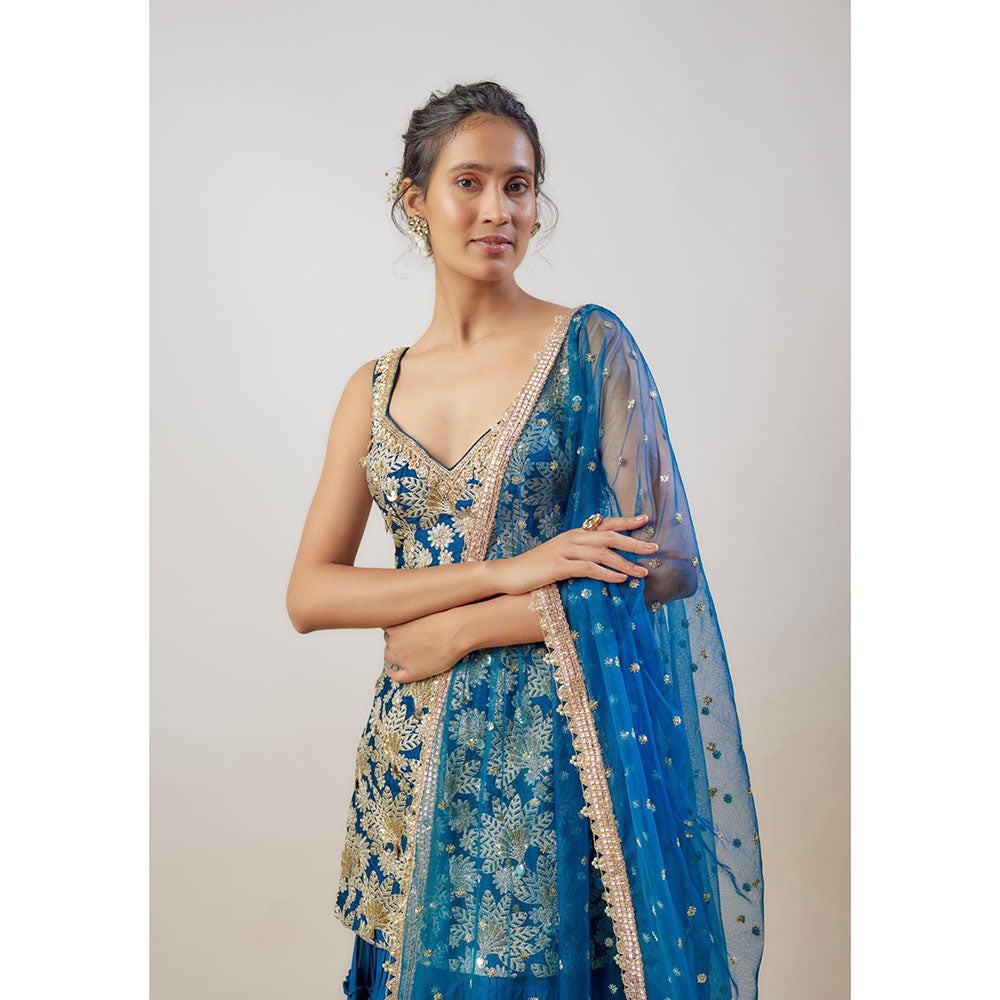 Gopi Vaid Blue Gita Kurta with Sharara and Dupatta