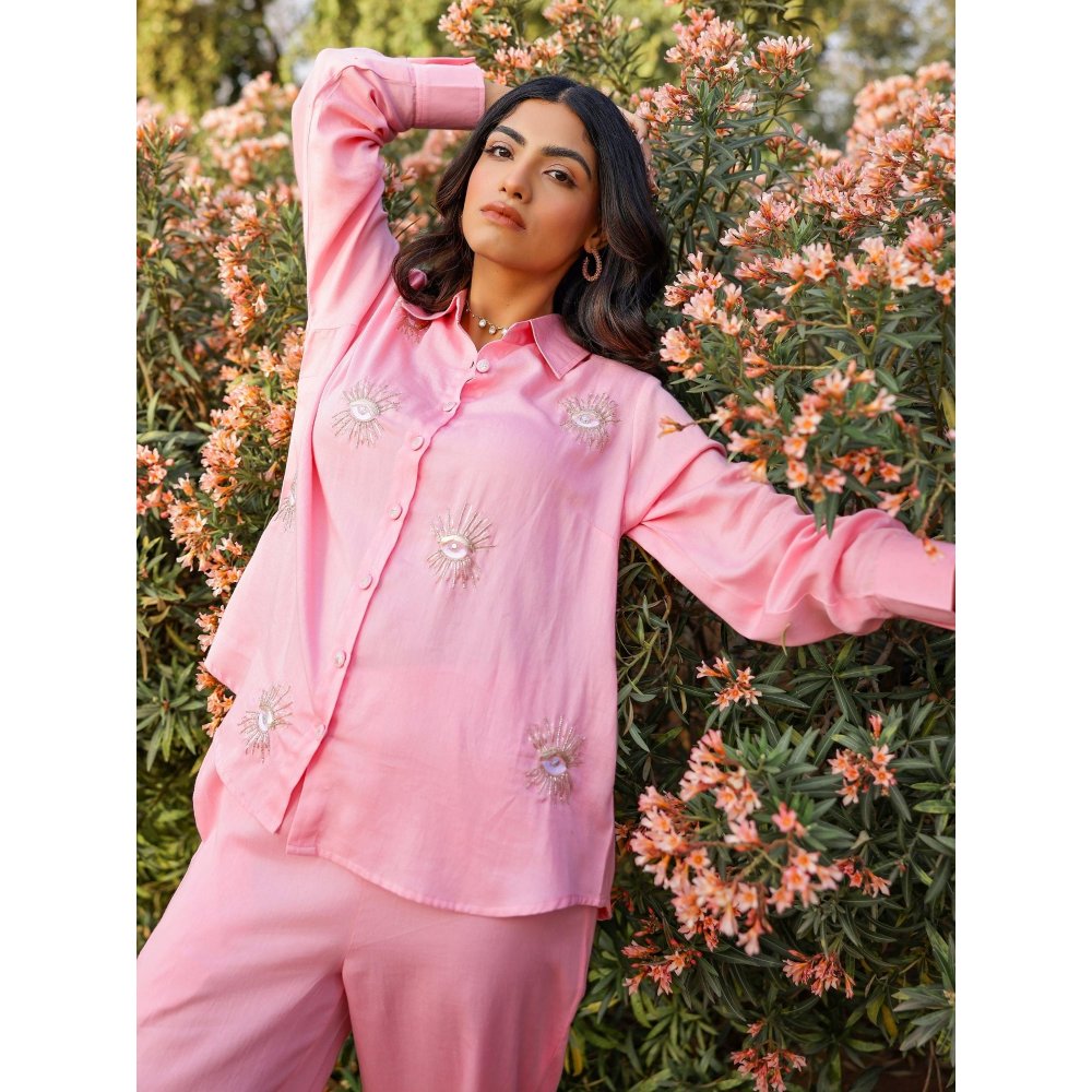 Gulaal Pink Evil Eye Embroidered Co-Ord (Set of 2)