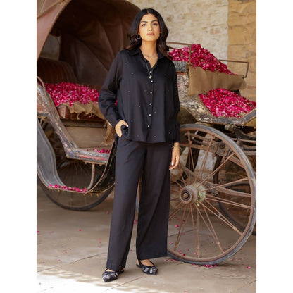 Gulaal Black Hand Embroidered Evil Eye Shirt