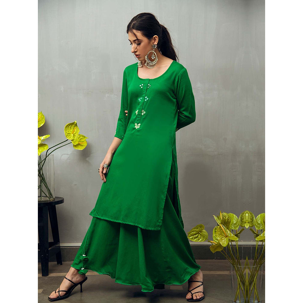 Gulaal Green Sumadhya Kurta with Skirt and Dupatta (Set of 3)