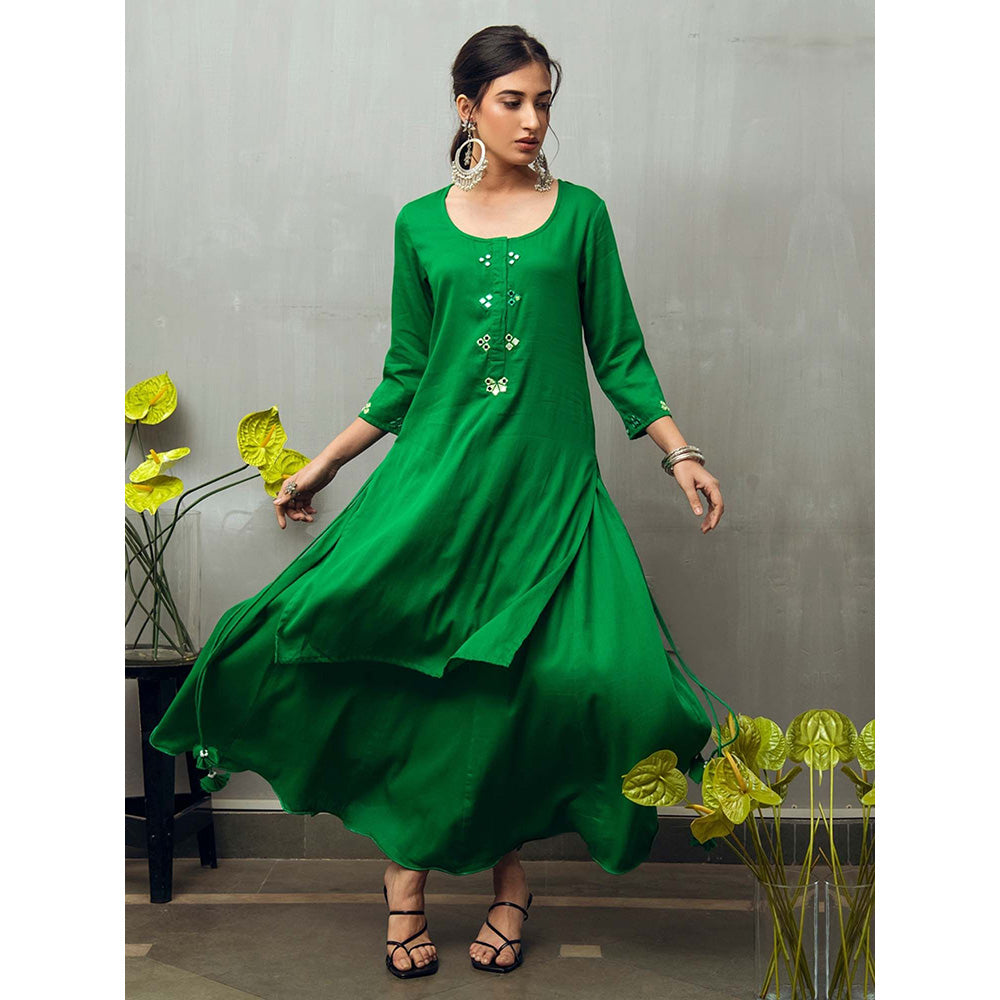 Gulaal Green Sumadhya Kurta with Skirt and Dupatta (Set of 3)
