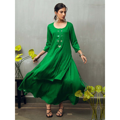 Gulaal Green Sumadhya Kurta with Skirt and Dupatta (Set of 3)