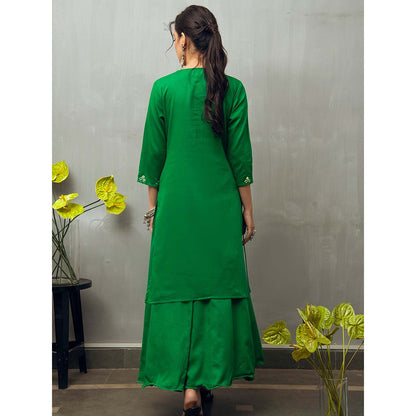 Gulaal Green Sumadhya Kurta with Skirt and Dupatta (Set of 3)