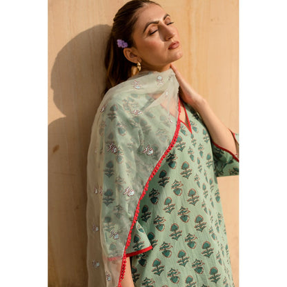 Gulabo Jaipur Noya Green Kurta with Pants & Dupatta (Set of 3)