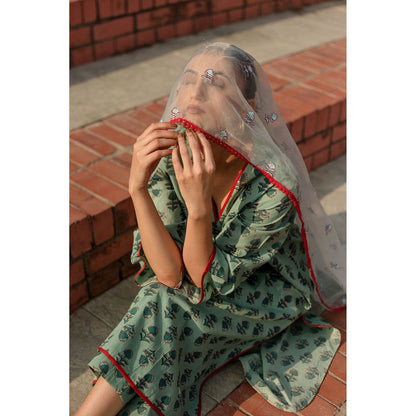 Gulabo Jaipur Noya Green Kurta with Pants & Dupatta (Set of 3)
