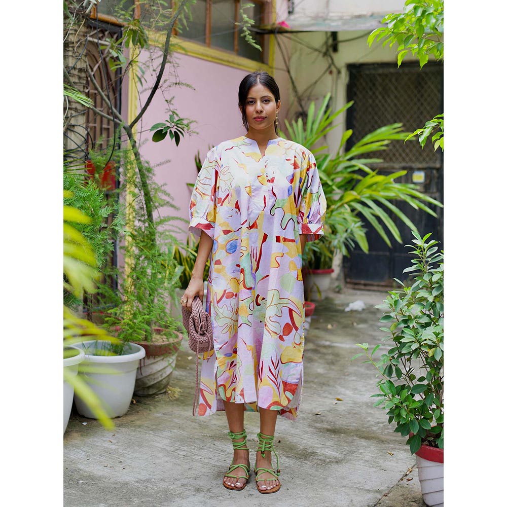 Happi Space Alula Midi Dress In Eden Print-White