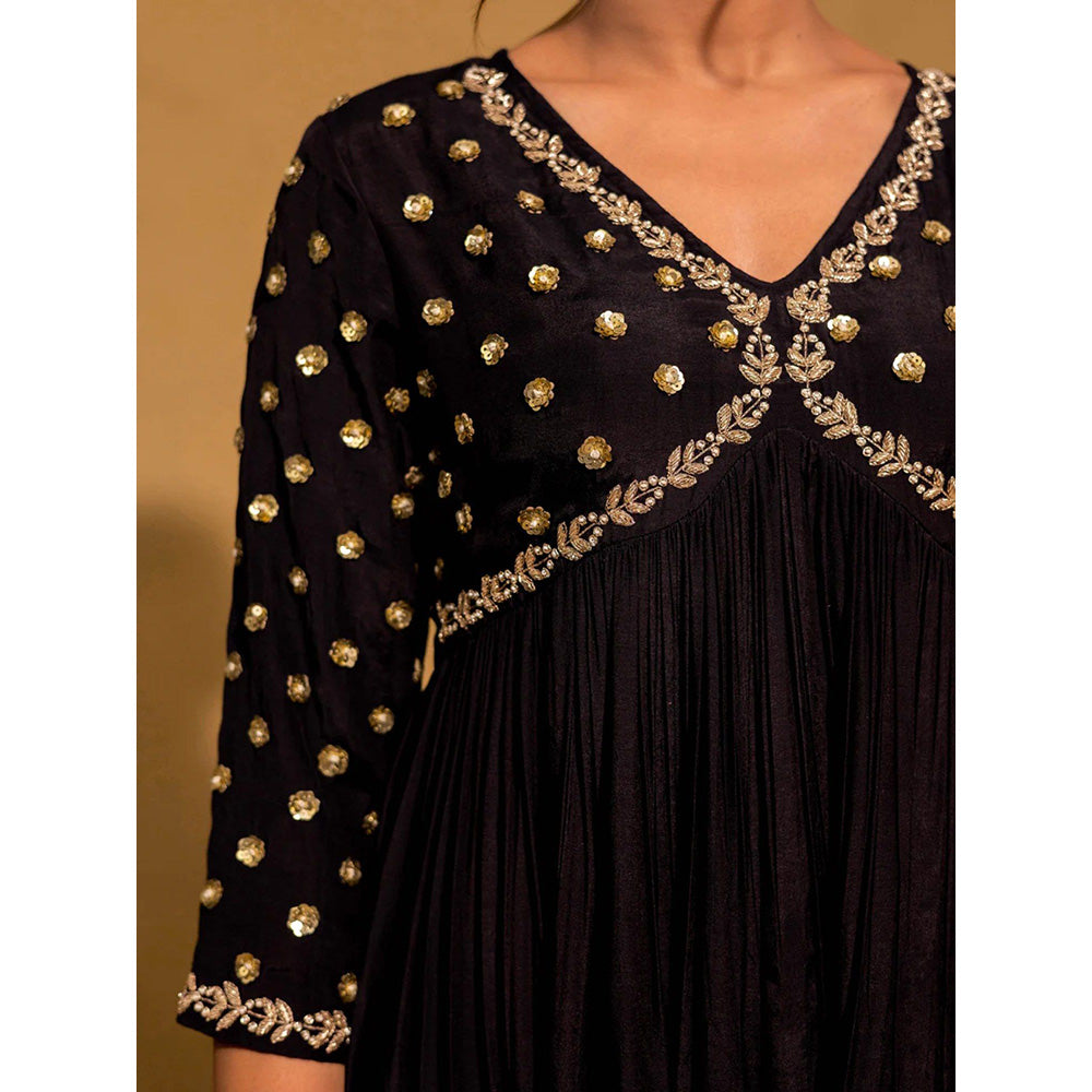 Harleen Kaur Black Embroidered Anarkali with Pant and Dupatta