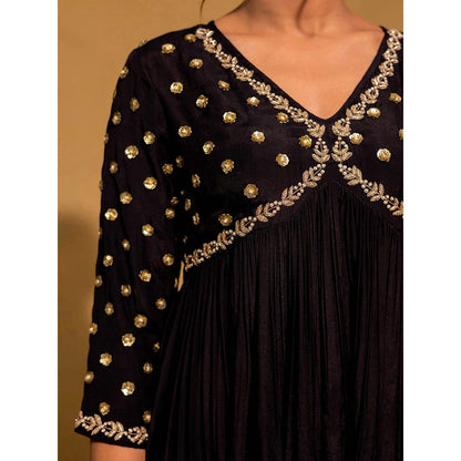 Harleen Kaur Black Embroidered Anarkali with Pant and Dupatta