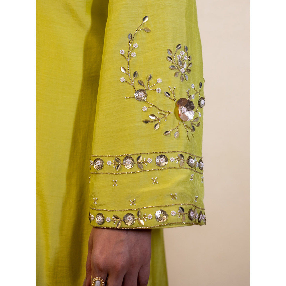 Harleen Kaur Lime Yellow Kurta with Palazzo and Dupatta