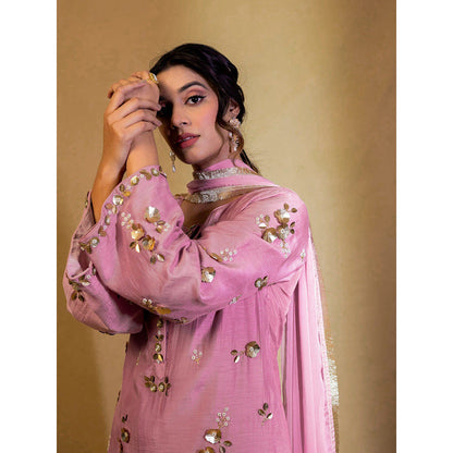 Harleen Kaur Purple Embroidered Kurta with Pant and Dupatta