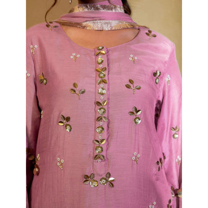 Harleen Kaur Purple Embroidered Kurta with Pant and Dupatta