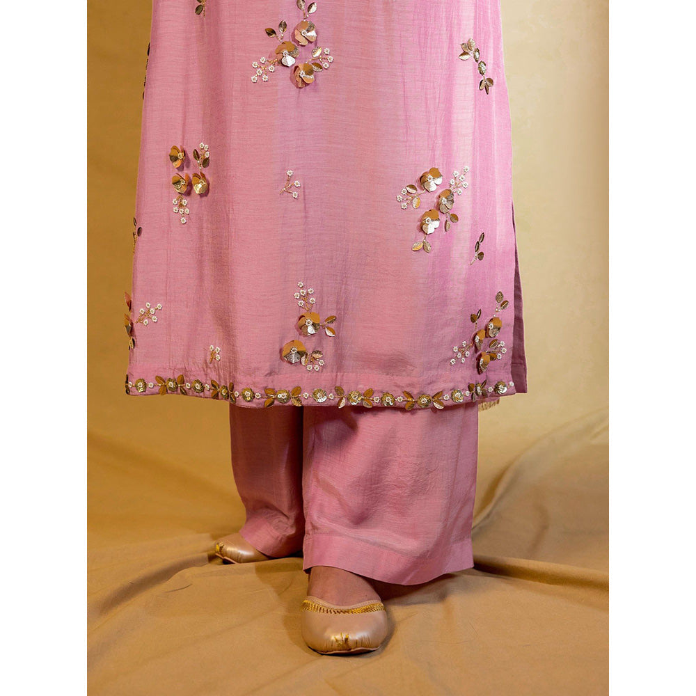 Harleen Kaur Purple Embroidered Kurta with Pant and Dupatta