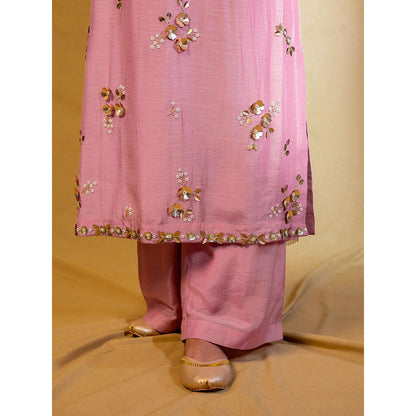 Harleen Kaur Purple Embroidered Kurta with Pant and Dupatta