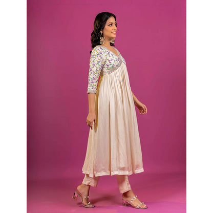 Harleen Kaur Off White Embroidered Kurta with Pant and Dupatta
