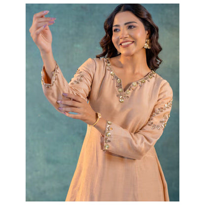 Harleen Kaur Peach Embroidered Co-Ord Set