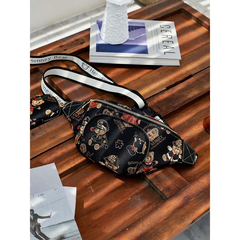 HENNEY BEAR Crown Bear Crossbody Bag with Detachable Coin Pouch