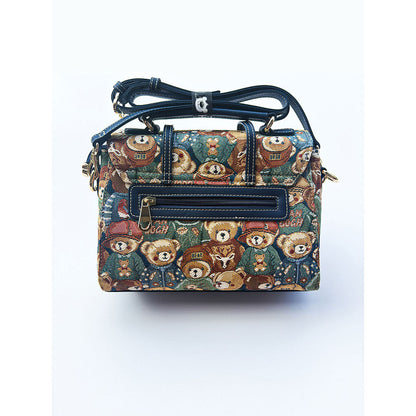 HENNEY BEAR Green Bear Top Handbag with Detachable Strap