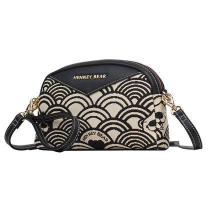 HENNEY BEAR Black White Wave Sling Bag with Detachable Strap