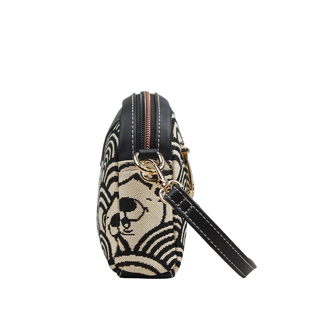 HENNEY BEAR Black White Wave Sling Bag with Detachable Strap