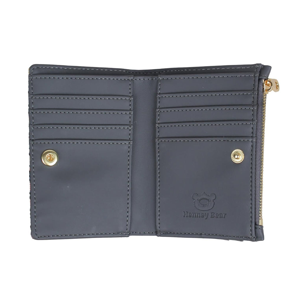 HENNEY BEAR Medal Plate Grey Wallet