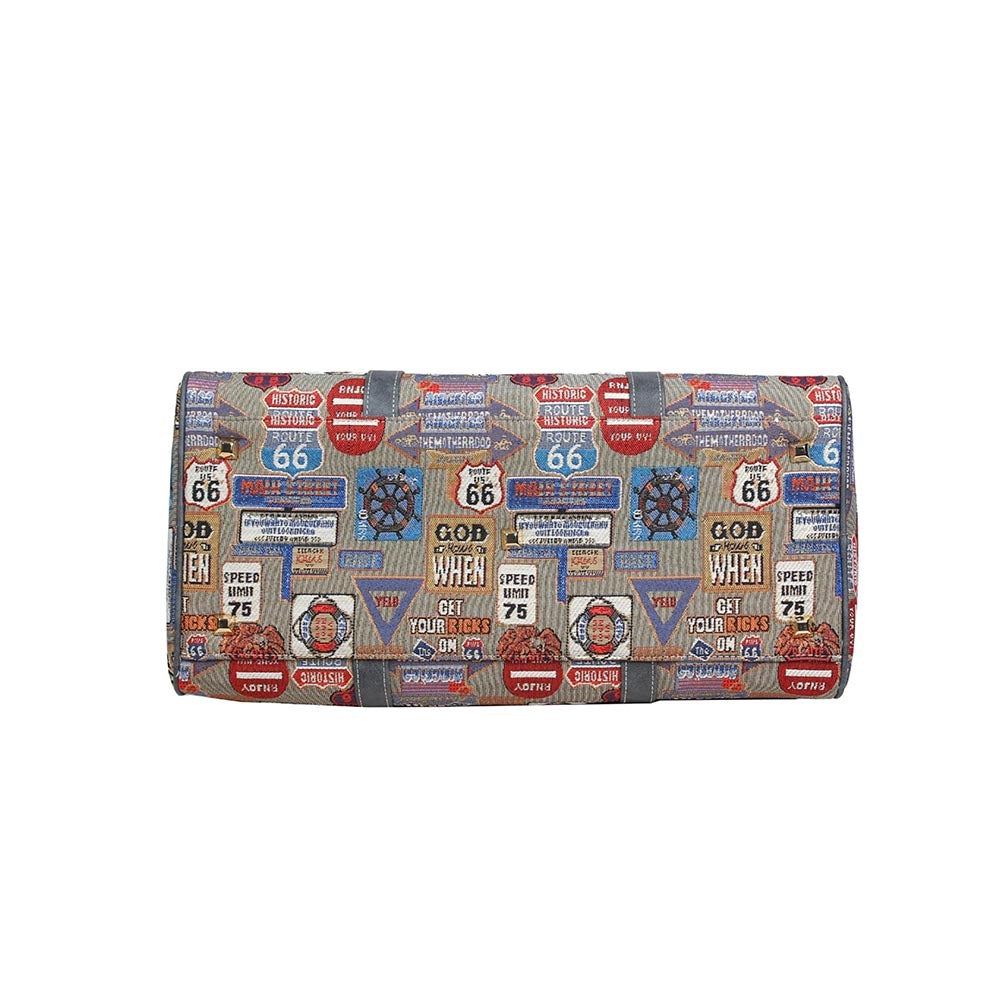 HENNEY BEAR Medal Plate Grey Duffle Bag with Detachable Strap