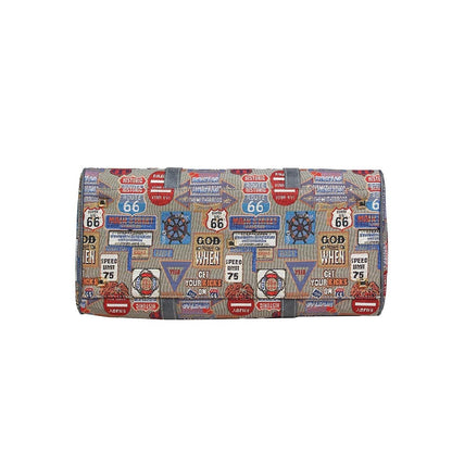 HENNEY BEAR Medal Plate Grey Duffle Bag with Detachable Strap
