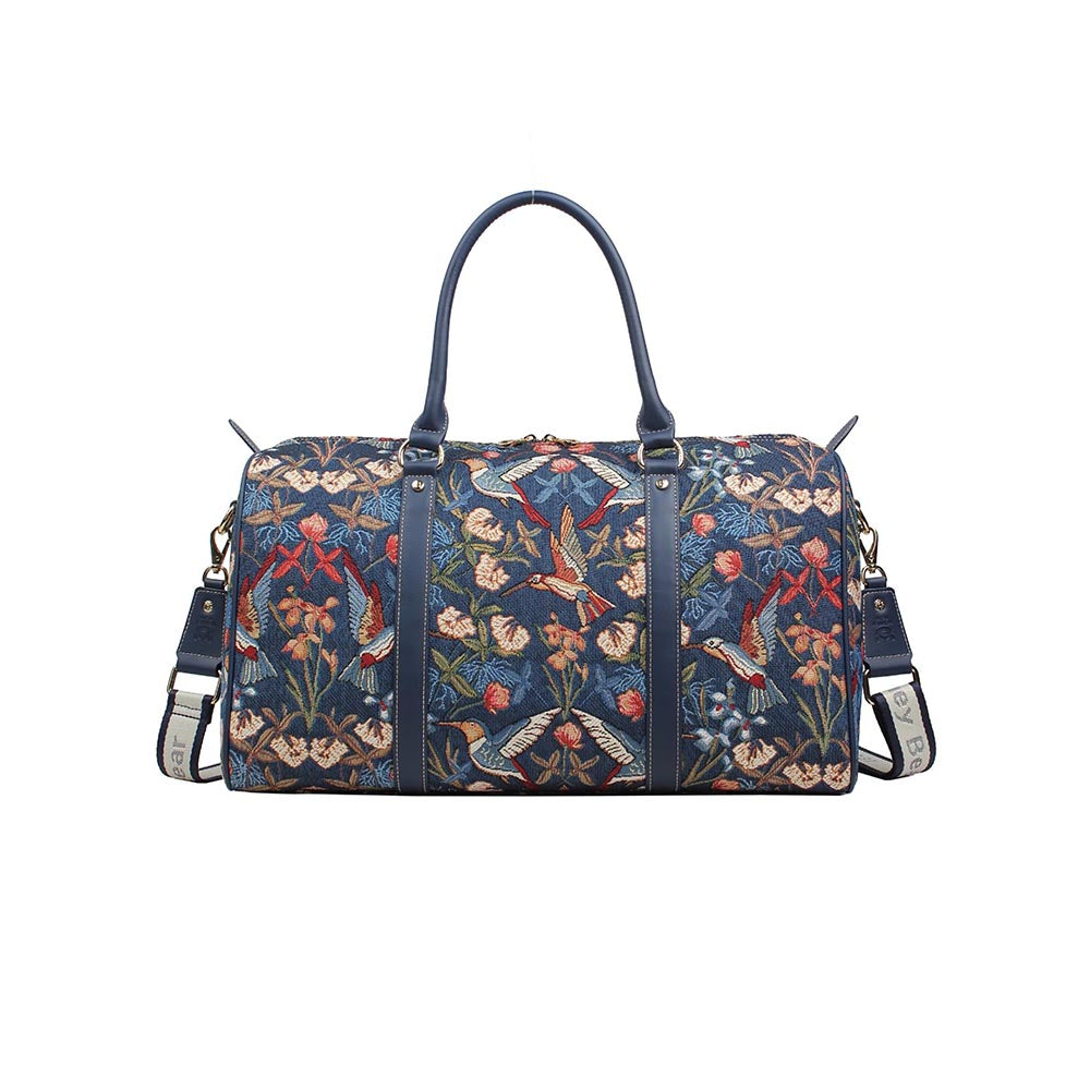 HENNEY BEAR Blue Hummingbird Duffle Bag with Detachable Strap