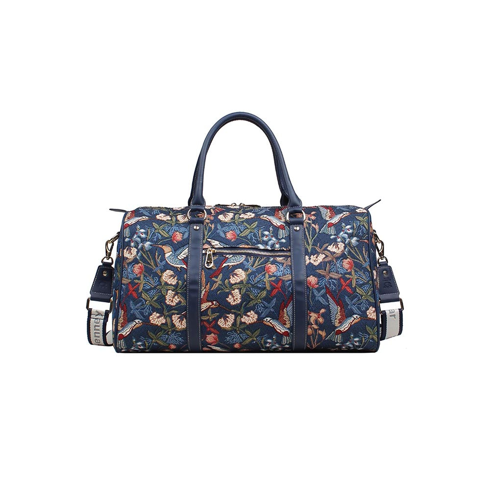 HENNEY BEAR Blue Hummingbird Duffle Bag with Detachable Strap