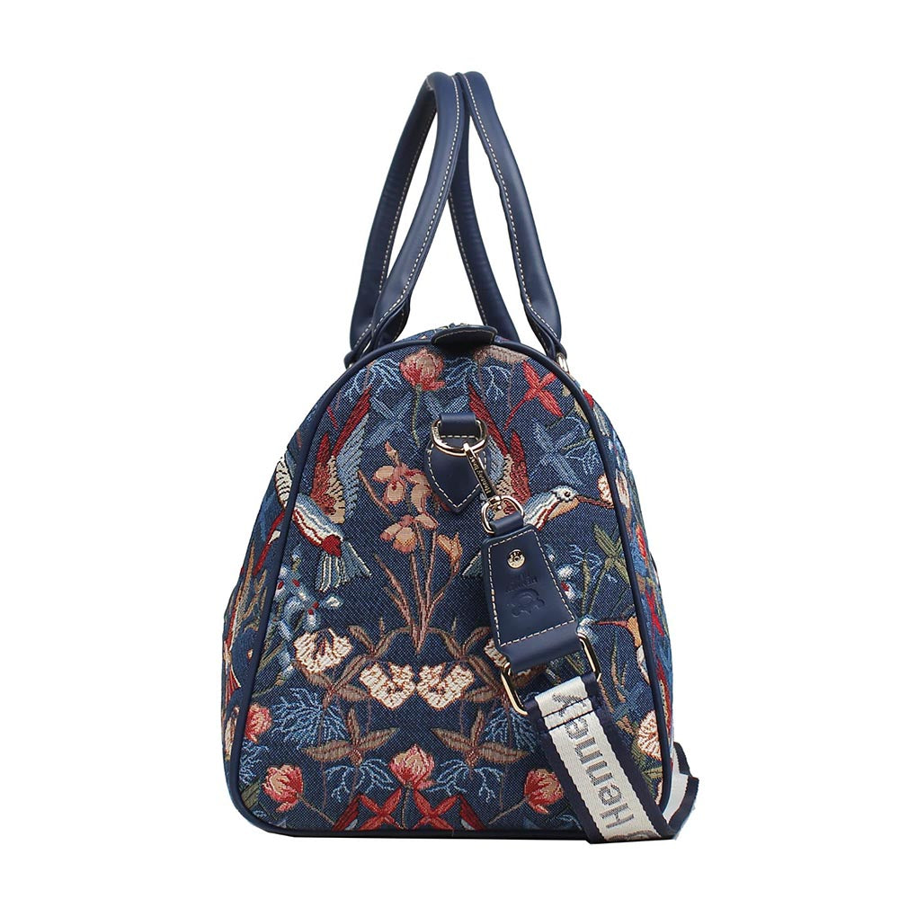 HENNEY BEAR Blue Hummingbird Duffle Bag with Detachable Strap