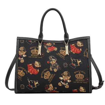 HENNEY BEAR Crown Bear Top Handbag with Detachable Strap