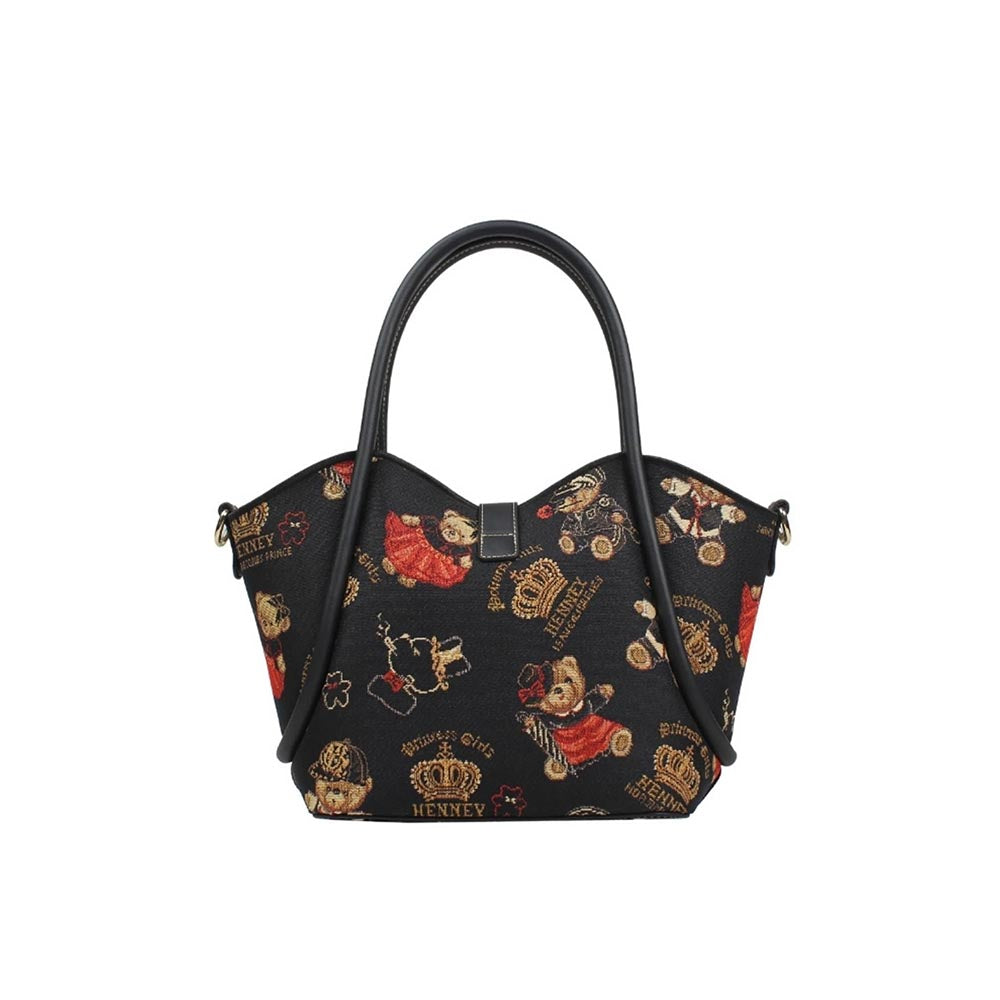 HENNEY BEAR Crown Bear Top Handbag and Pouch with Detachable Strap