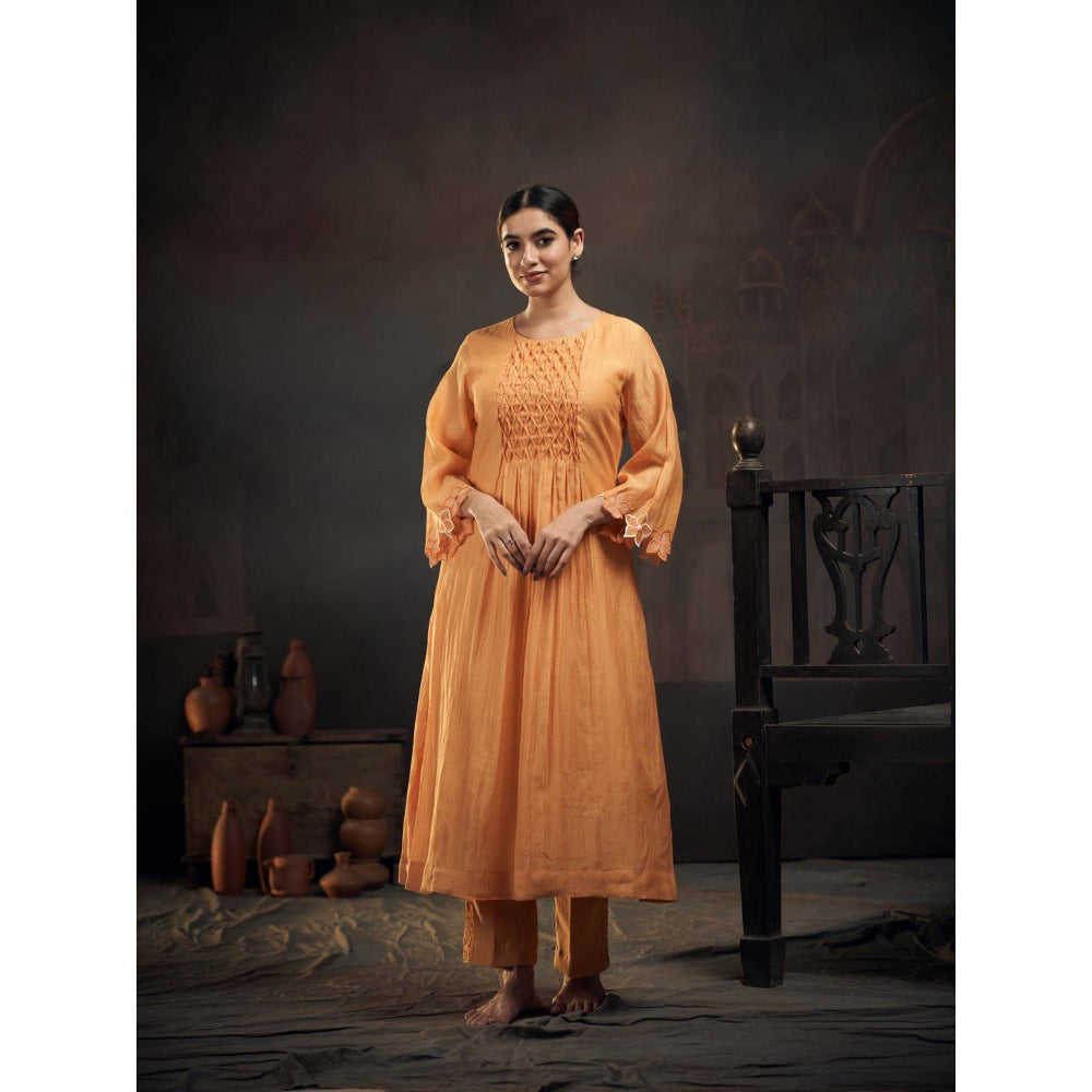 Hirika & Dhruti Mustard Smoking In The Middle Anarkali with Pant (Set of 2)