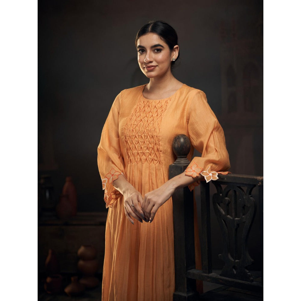 Hirika & Dhruti Mustard Smoking In The Middle Anarkali with Pant (Set of 2)