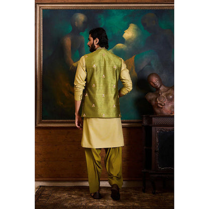 HISTORI Olive Kurta with Jacket and Salwar