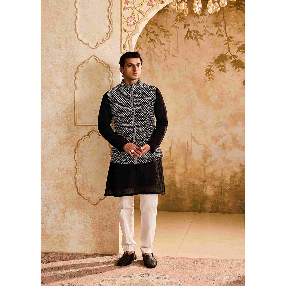 HISTORI Black Kurta with Jacket and Pant